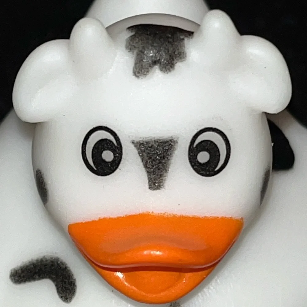 Cow Print Rubber Duck - White, Orange and Black